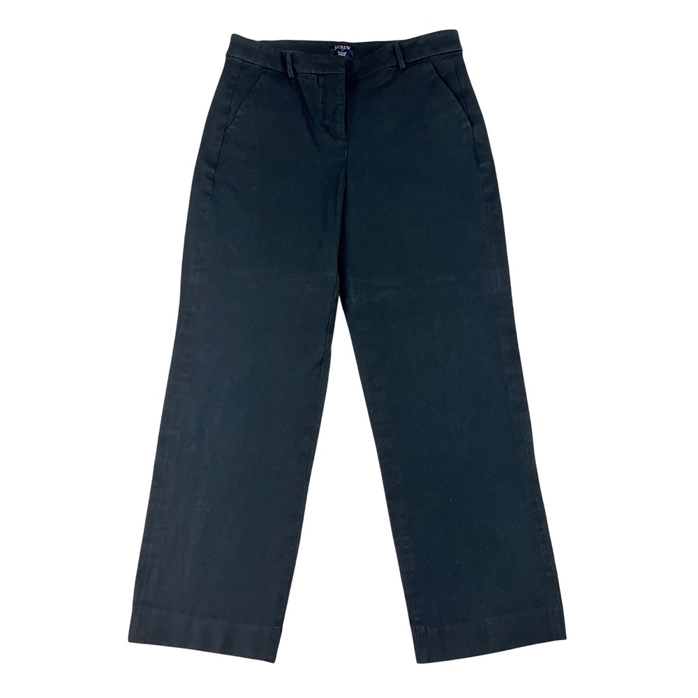 J.Crew Kallie Pant Black Straight Leg Cotton Blend Trousers Womens Size 4